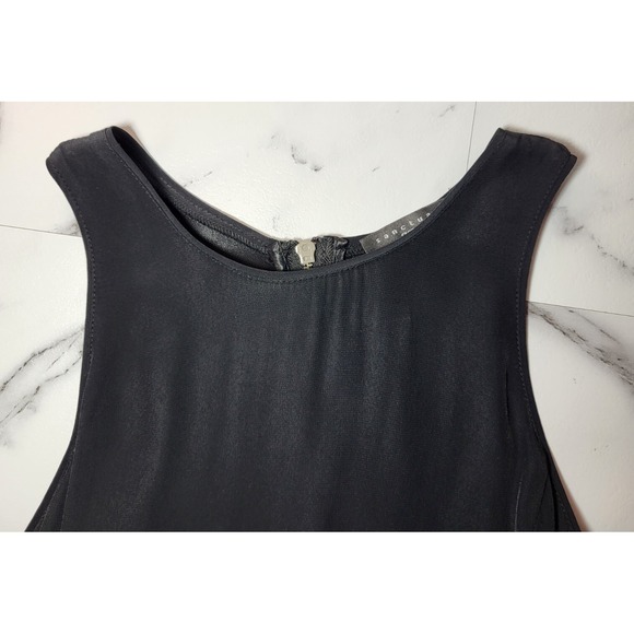 Sanctuary Sleeveless Black Dress Drop Waist Rear Zip Hi Low Hem Small LBD Y2K - Picture 5 of 7